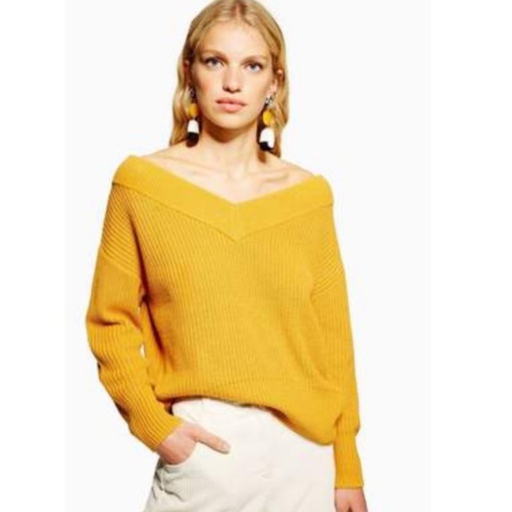 Topshop V-neck Bardot Sweater Sz xs
